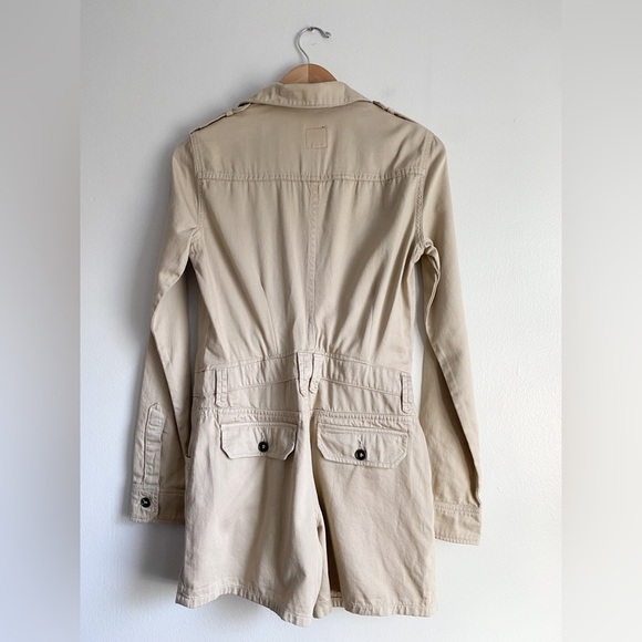$198‼️Joe’s Jeans Denim Khaki Long Sleeves Collared Romper Military Cargo Safari - Picture 3 of 10